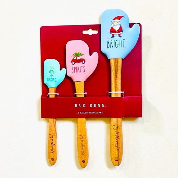 Rae Dunn Holiday Making Spirits Bright Spatula Set NEW 🎅🏻 - Picture 4 of 5